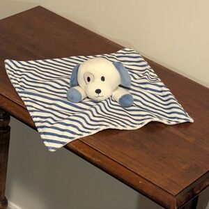 Kidgets Puppy Dog Baby Lovey Security Blanket Plush Blue White Stripes